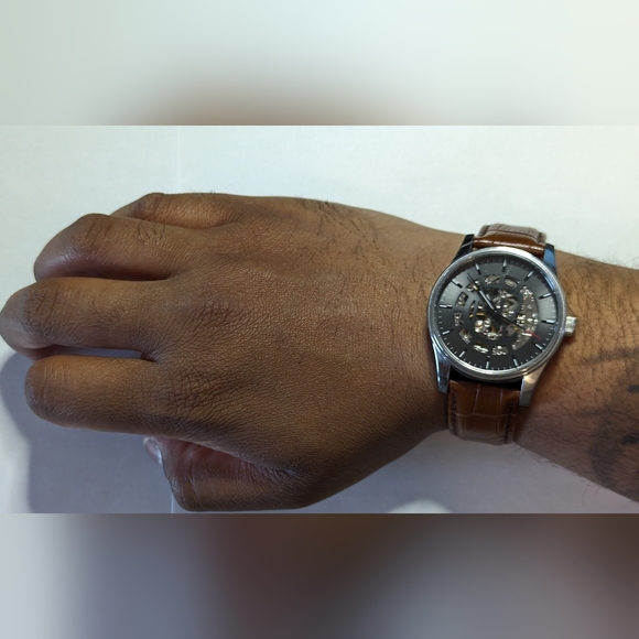 Caravelle Grey/Leather Automatic Watch - Picture 6 of 6